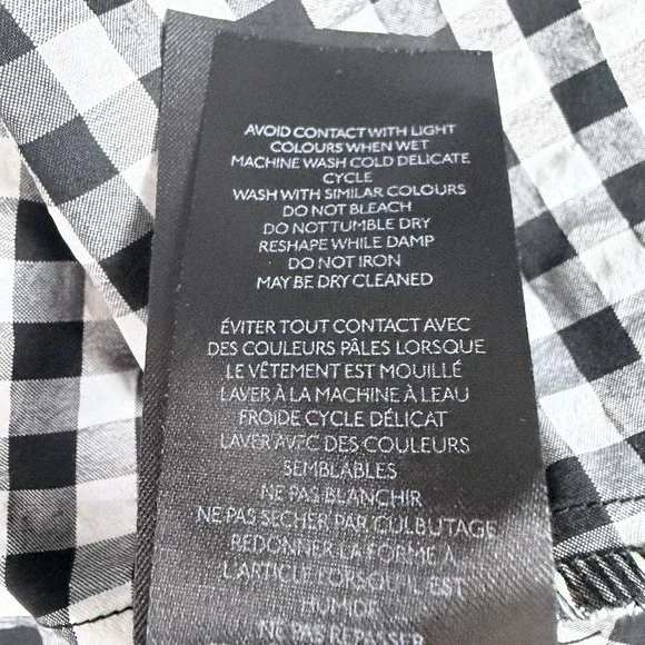 By Anthropologie One Shoulder Gingham Midi Dress Black White Cottagecore M - Picture 9 of 12